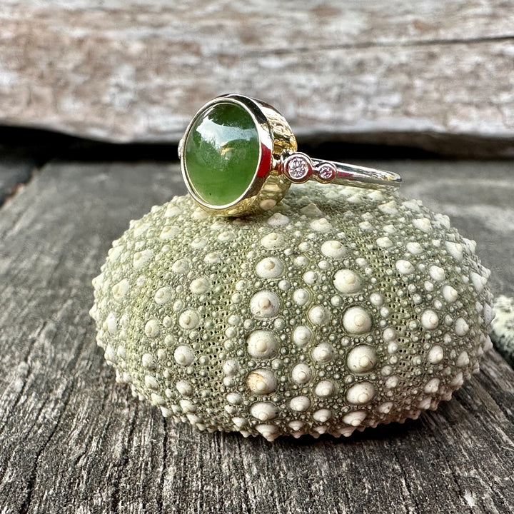 The Tui , NZ greenstone and diamond ring