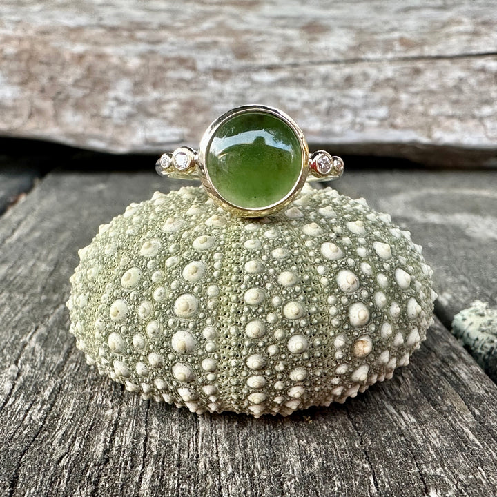 The Tui , NZ greenstone and diamond ring