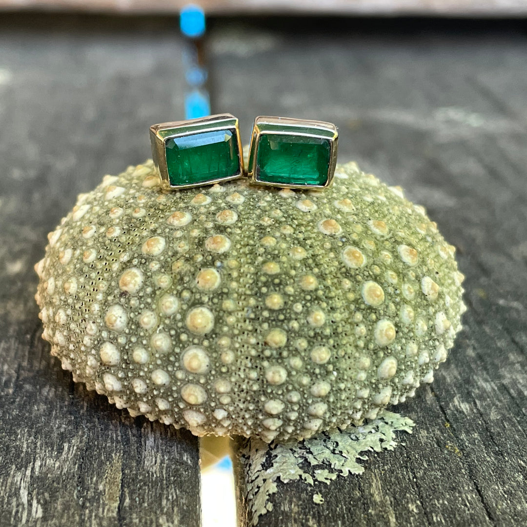 9ct Gold Brazilian Emerald Studs