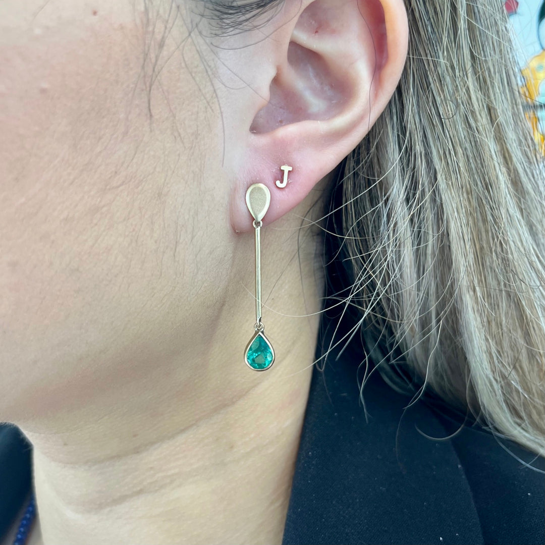 9ct Gold Brazilian Emerald Drop Earrings