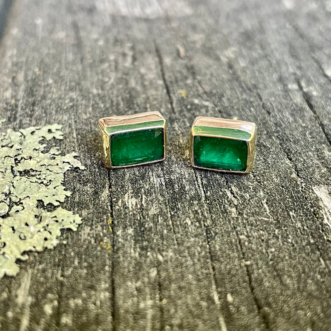 9ct Gold Brazilian Emerald Studs