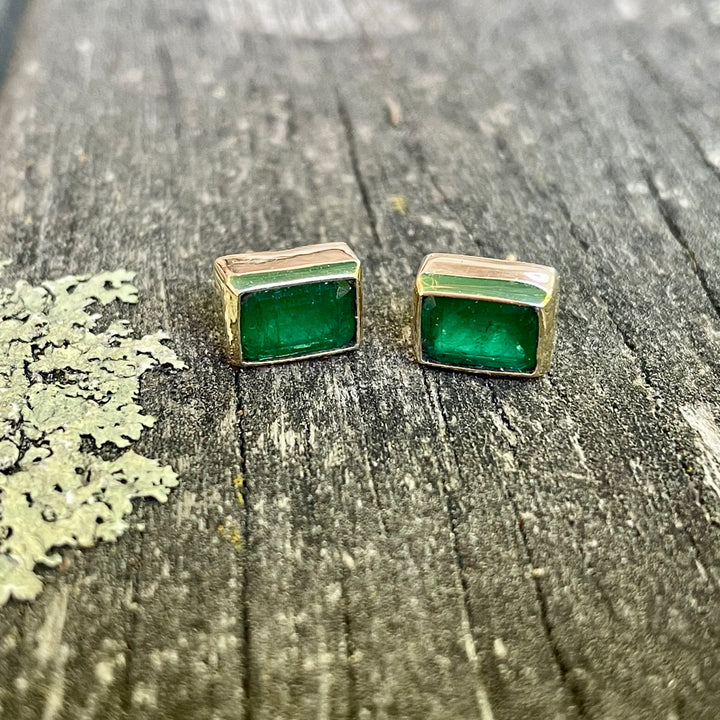 9ct Gold Brazilian Emerald Studs