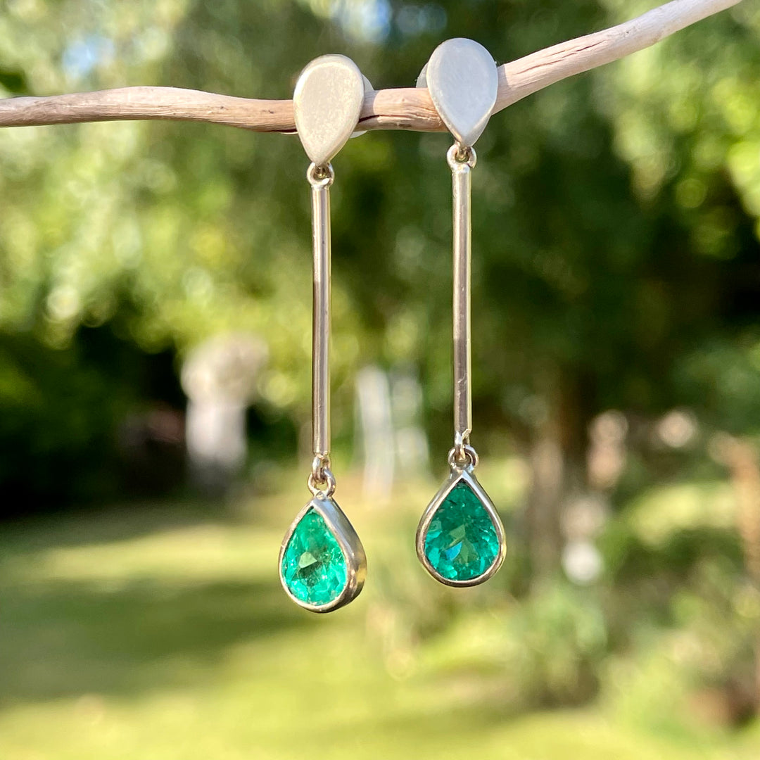 9ct Gold Brazilian Emerald Drop Earrings