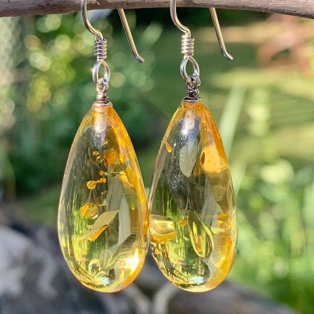 Yellow Baltic Amber Drop Earrings