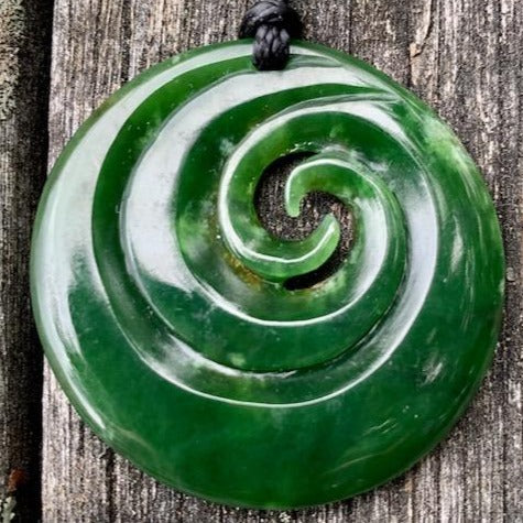 Marsden Flower Fine Carved Koru, New Zealand Greenstone