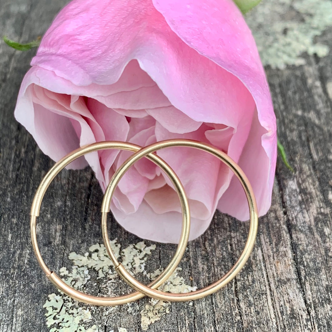 Yellow Gold Fill Endless Hoop Earrings, 24mm