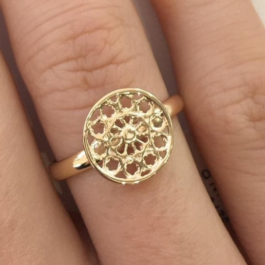 9ct Yellow Gold Rose Window Ring