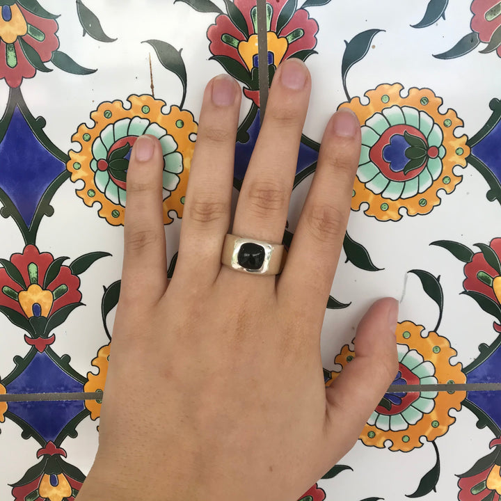 Square Black Onyx Signet Ring