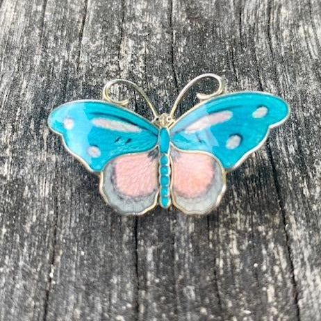 Vintage Hroar Prudz Enamel Butterfly Brooch