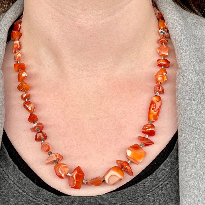 Faceted Mexican Fire Opal Necklace