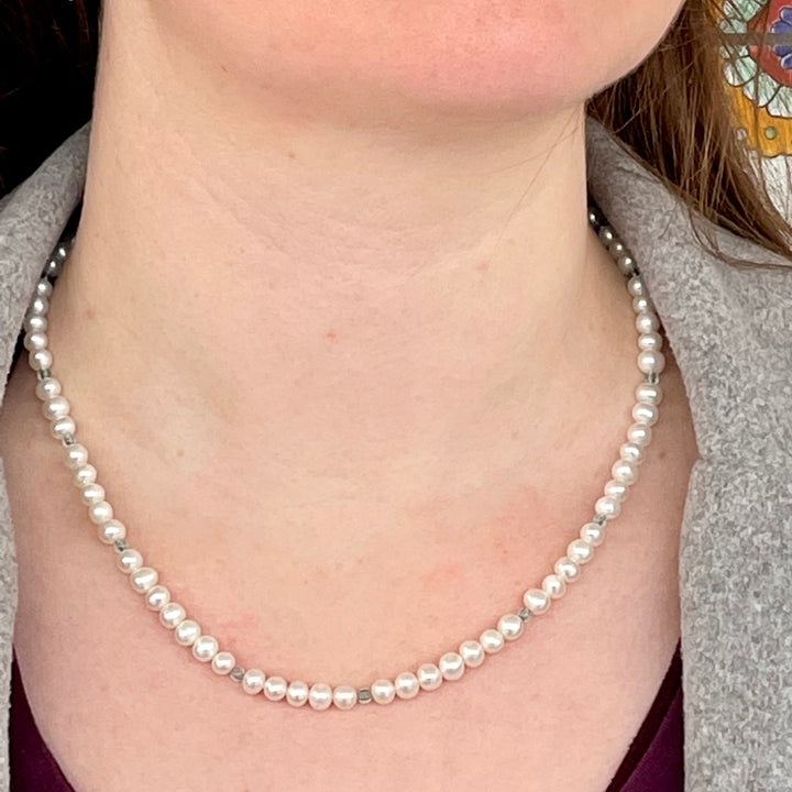 Blue Topaz and Freshwater Pearl Necklace