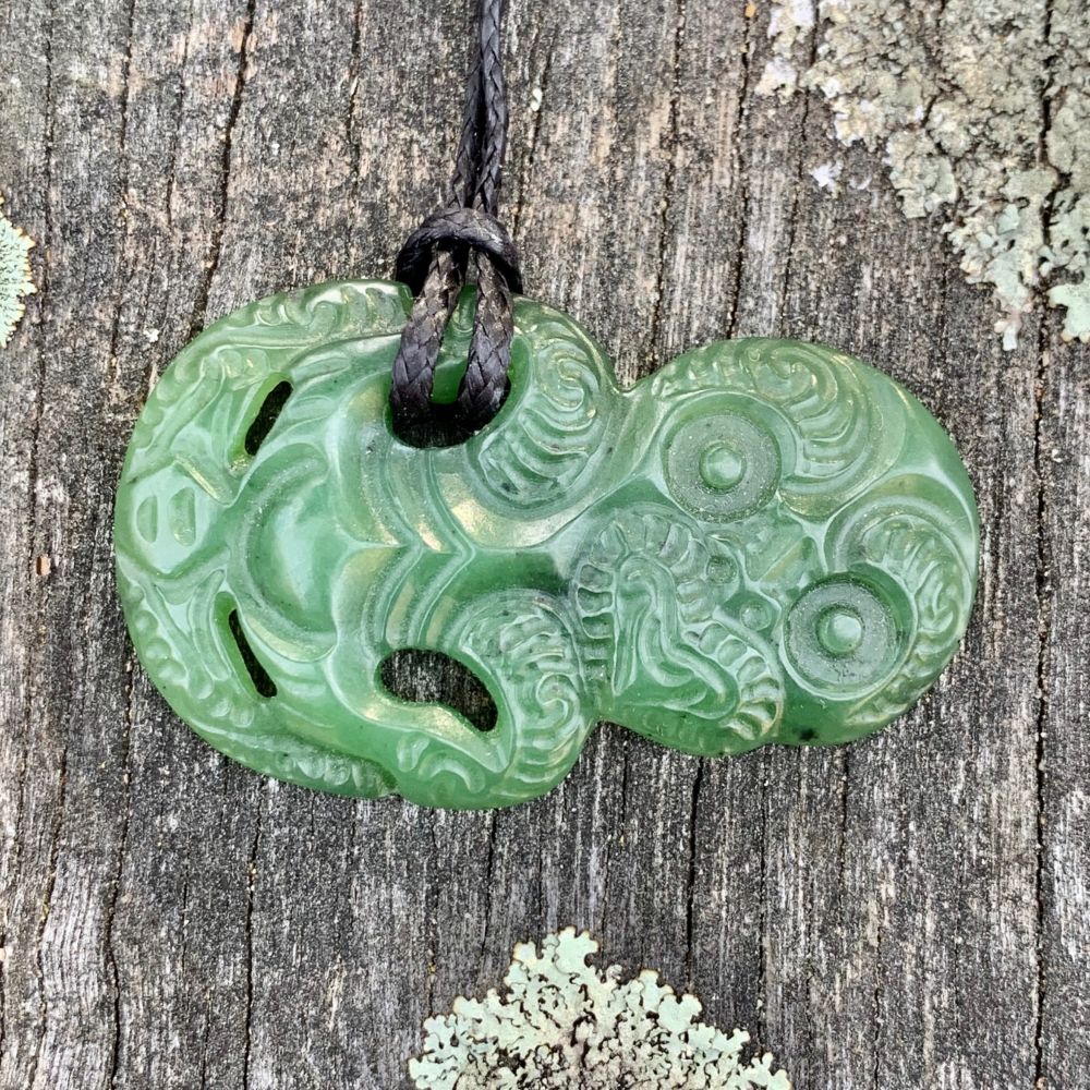 Carved Hei Tiki, New Zealand Greenstone