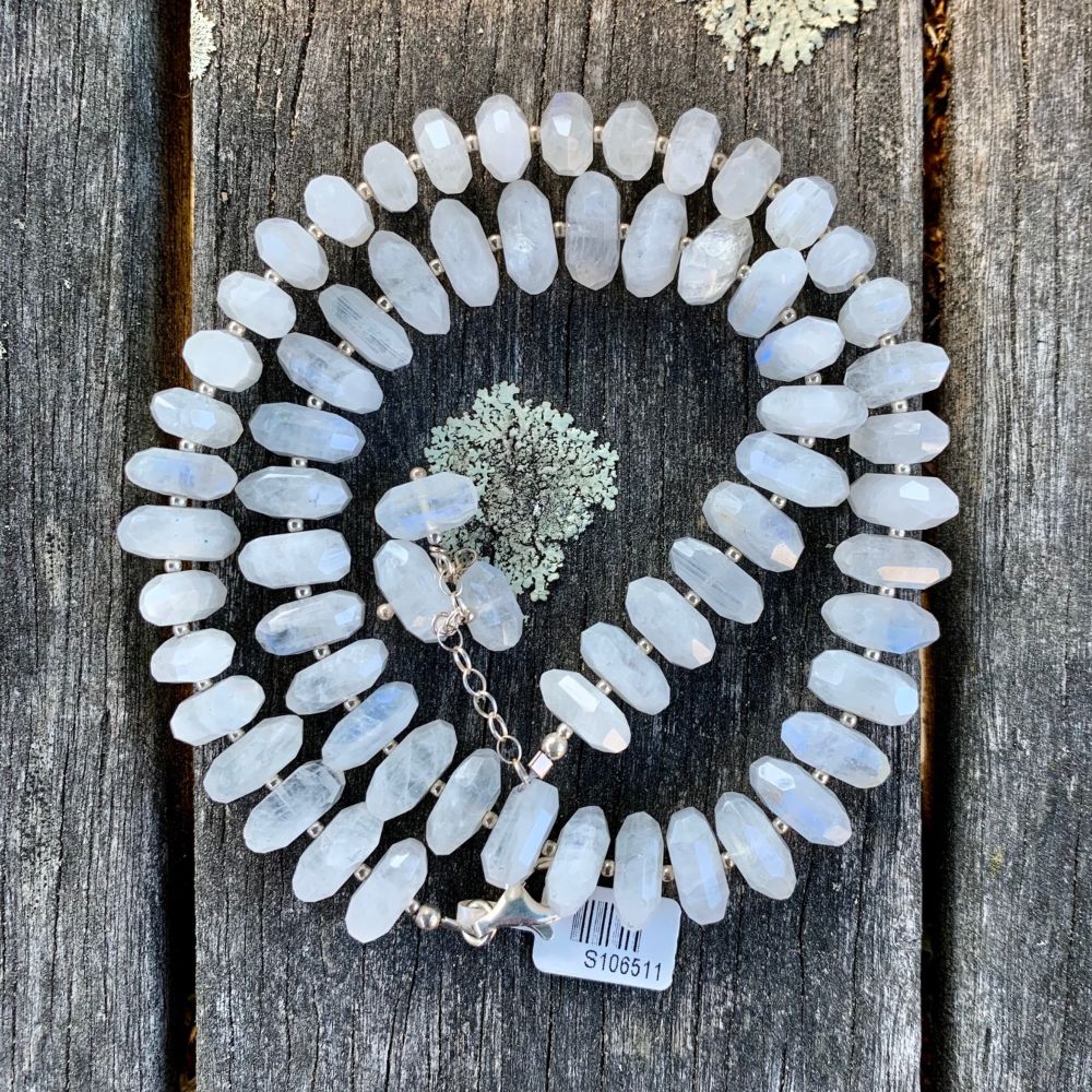 Faceted Rainbow Moonstone Necklace