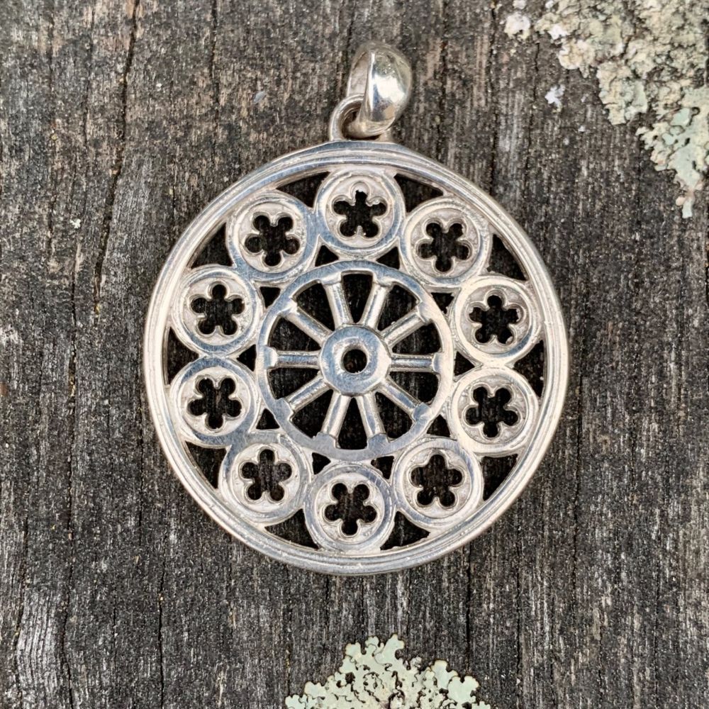 Big Boy Rose Window Pendant, Sterling Silver