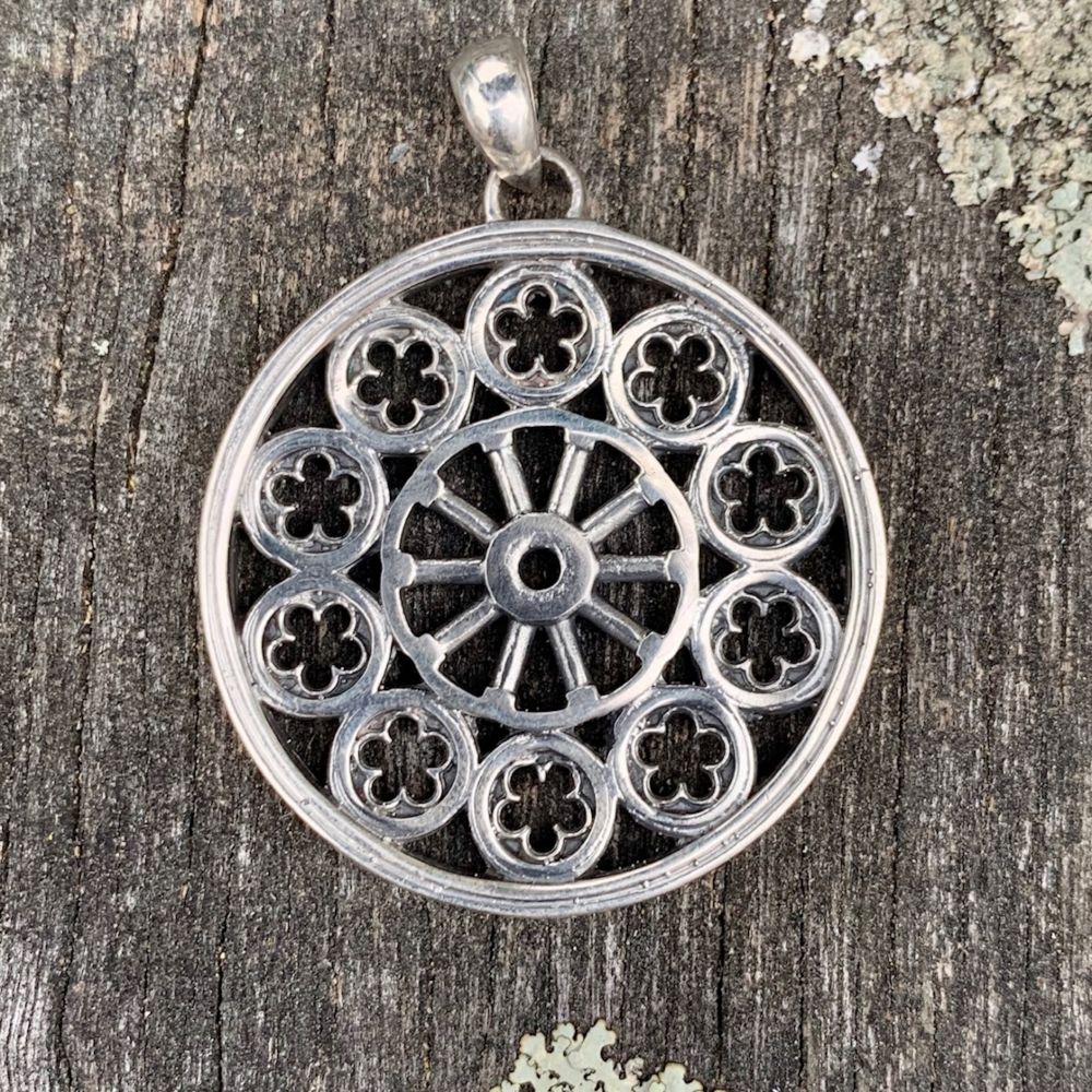 Big Boy Rose Window Pendant, Sterling Silver