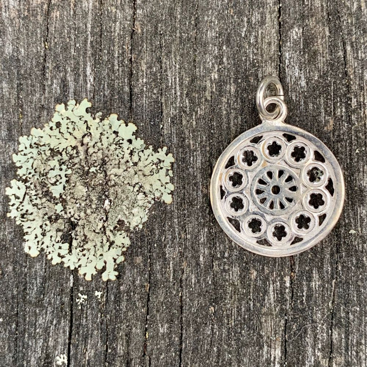 Small Rose Window Pendant, Sterling Silver