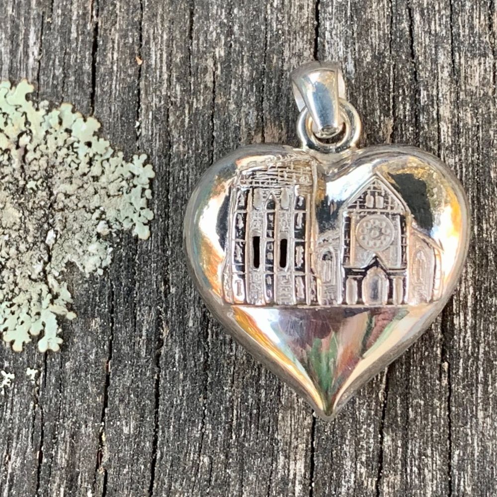 Rose Window Heart Puff Pendant