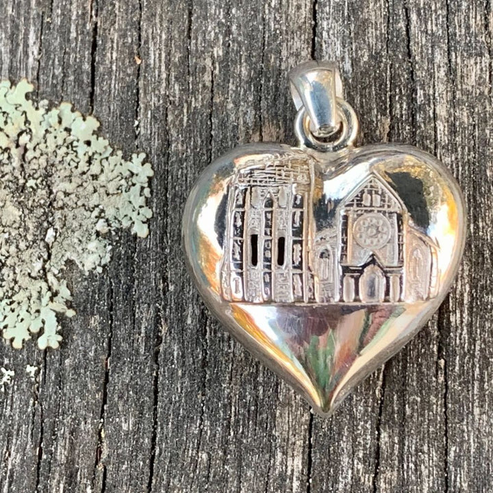 Rose Window Heart Puff Pendant