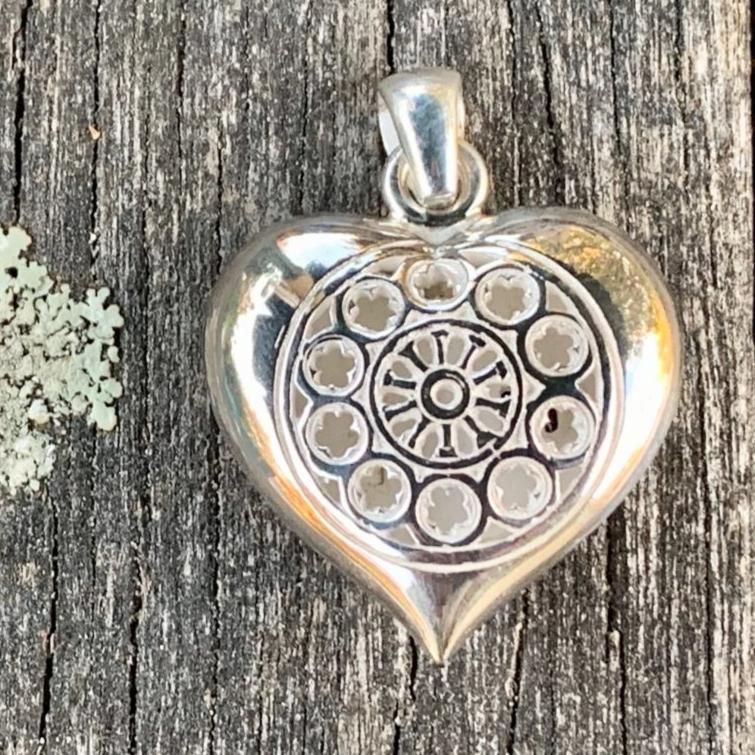 Rose Window Heart Puff Pendant