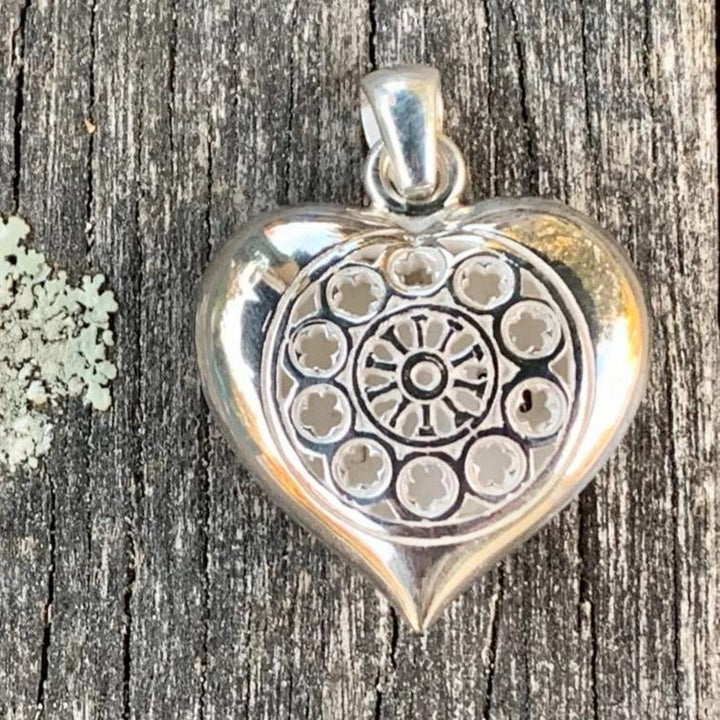 Rose Window Heart Puff Pendant