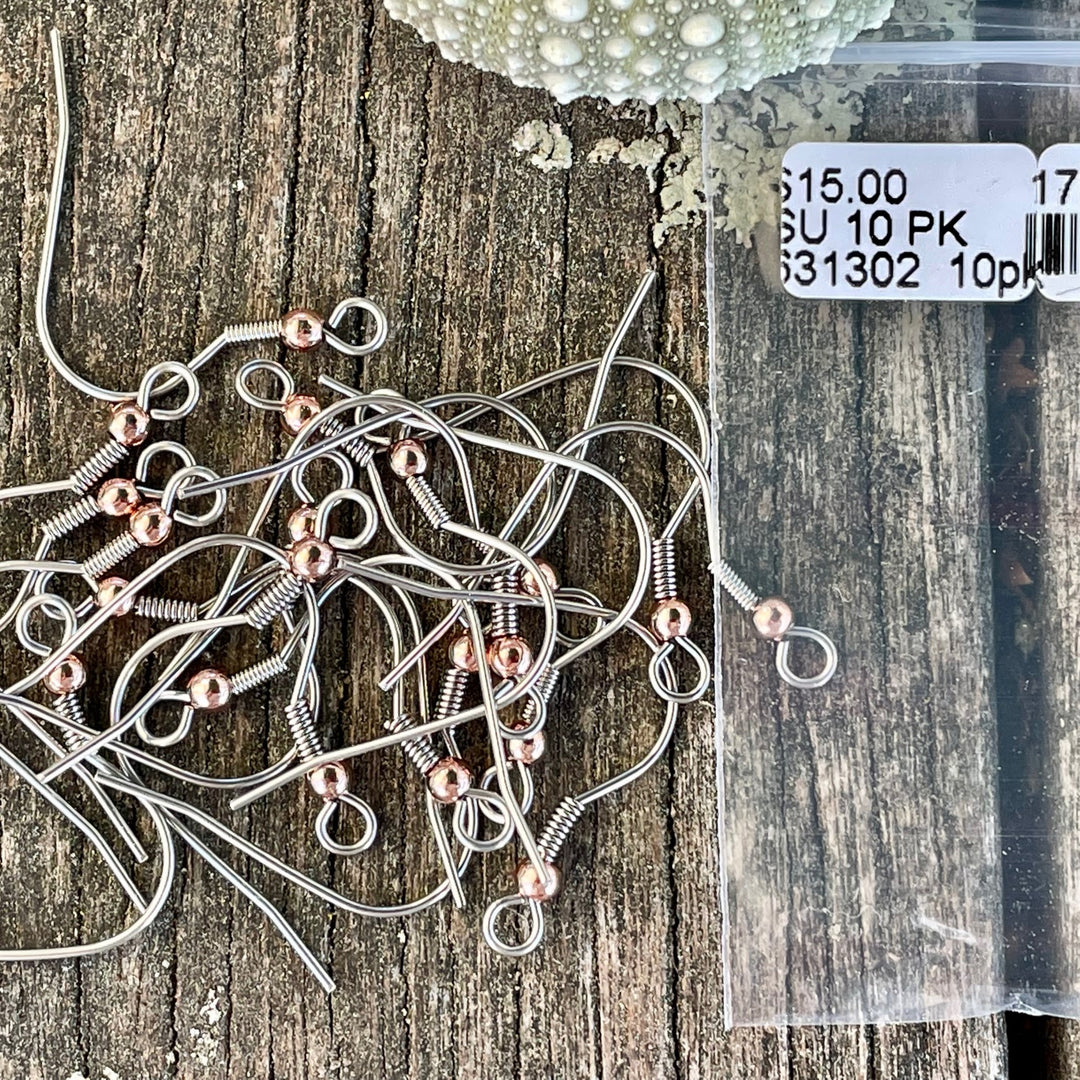 Surgical Steel and Copper Zulu Hooks, 10 pairs