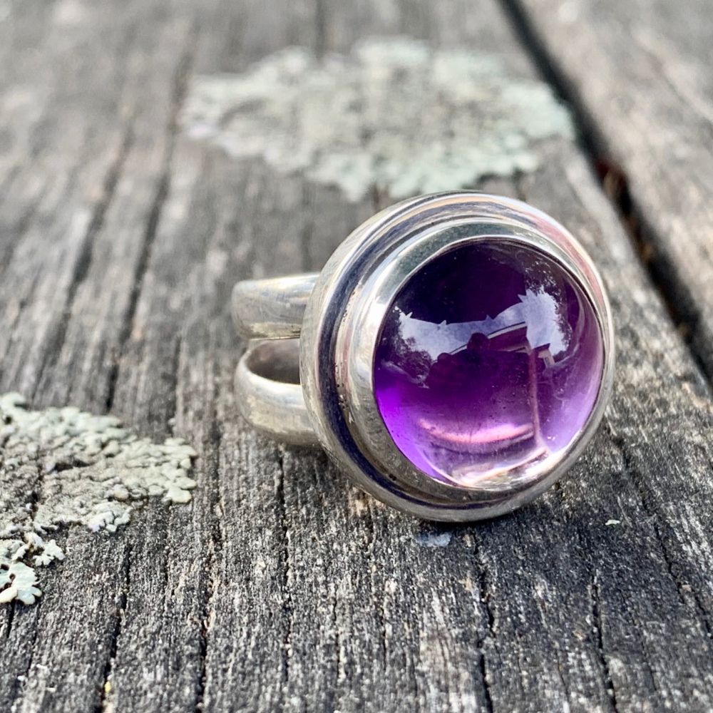 Round Brazilian Amethyst Ring