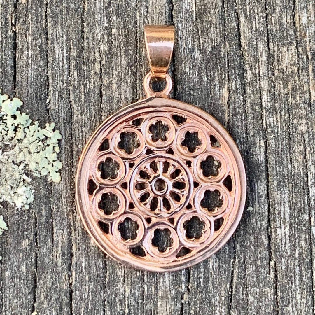 Large Rose Window Pendant, 9ct Rose Gold