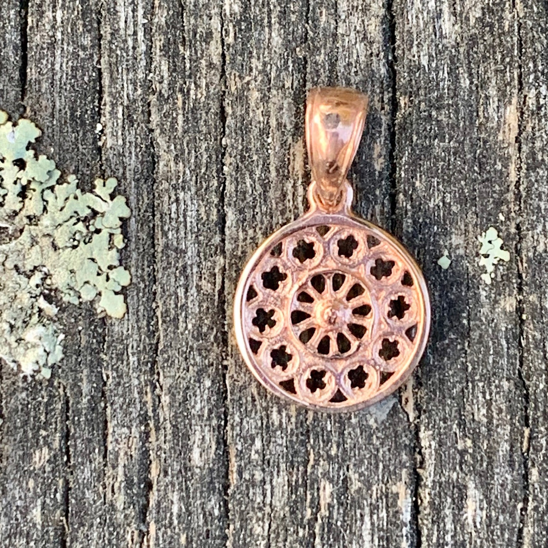 Tiny Rose Window Pendant, 9ct Rose Gold