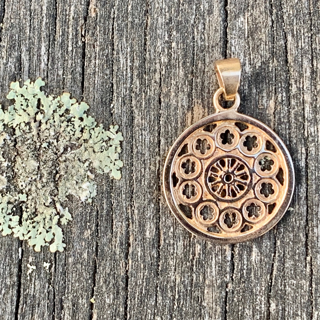 Small Rose Window Pendant, 9ct Yellow Gold