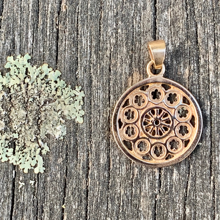 Small Rose Window Pendant, 9ct Yellow Gold