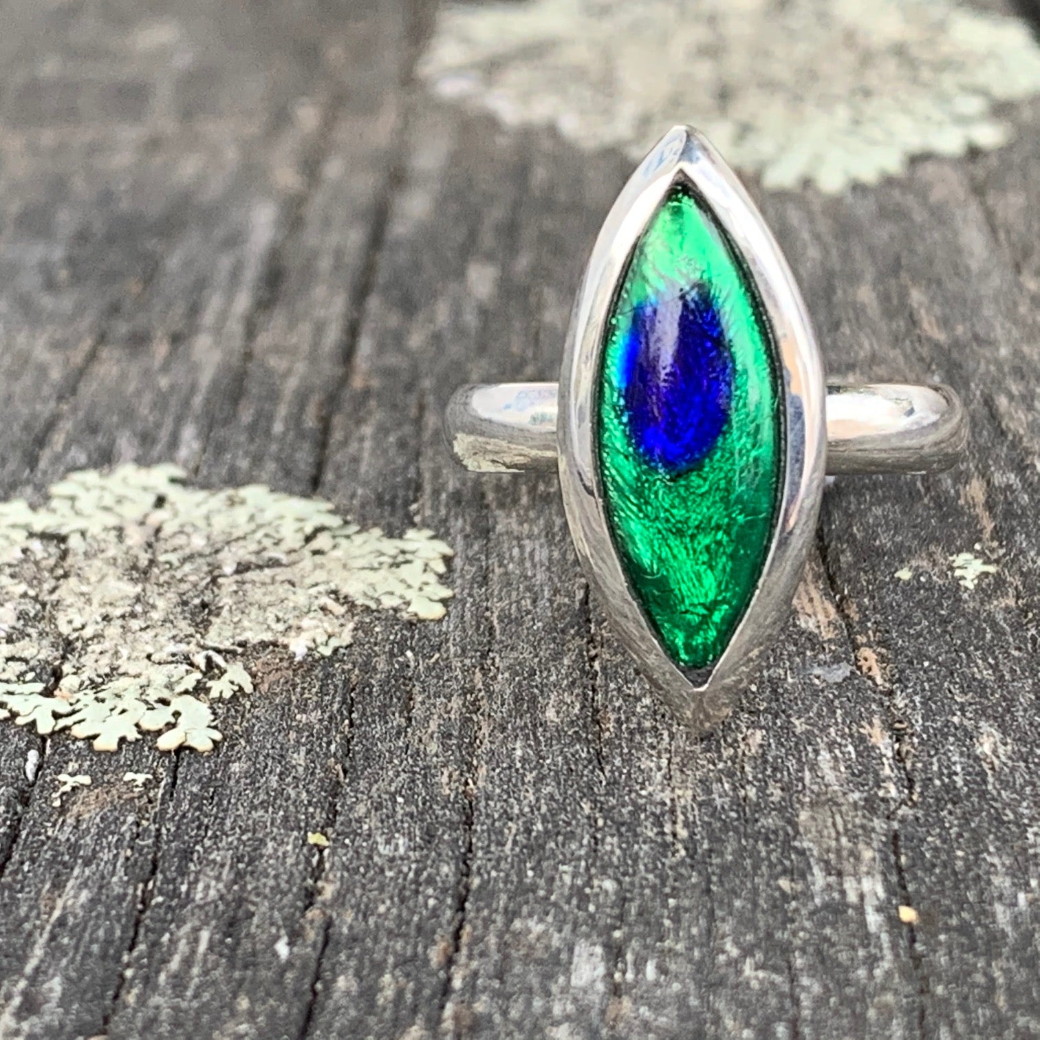 Vintage Marquise Peacock Eye Glass Ring Rowena Watson Jewellers