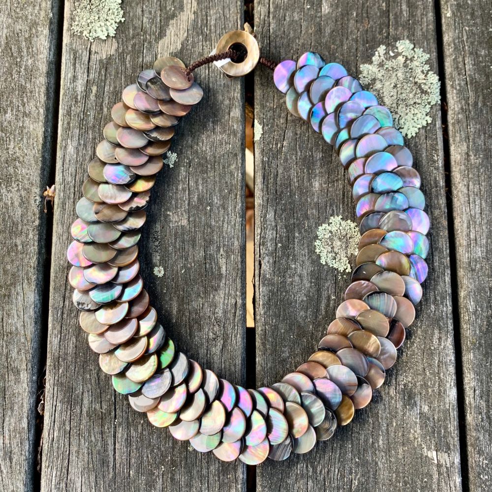 Large Black Mother of Pearl Necklace