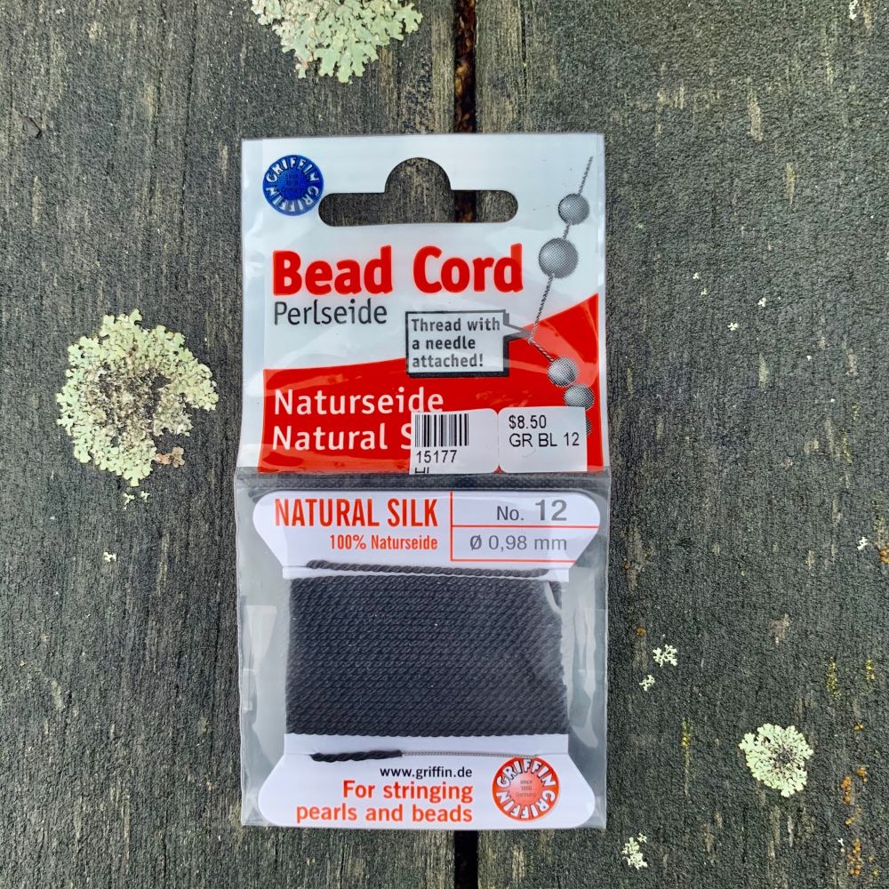 Natural Silk Bead Cord, Black, No. 12