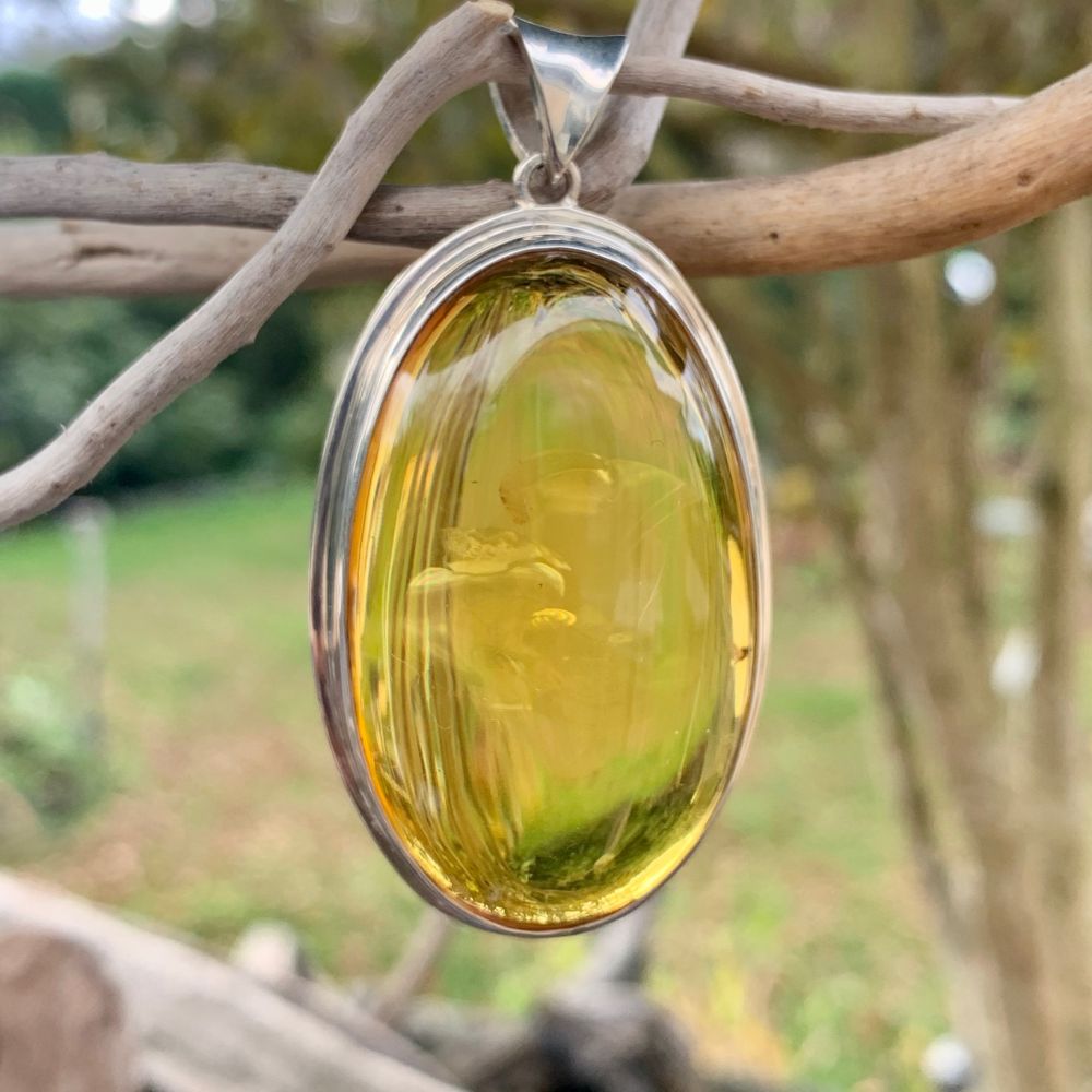 Large amber hot sale pendant necklace