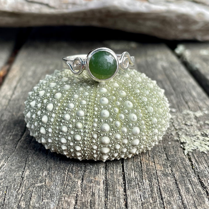 Marsden Flower Pounamu Ring, Large