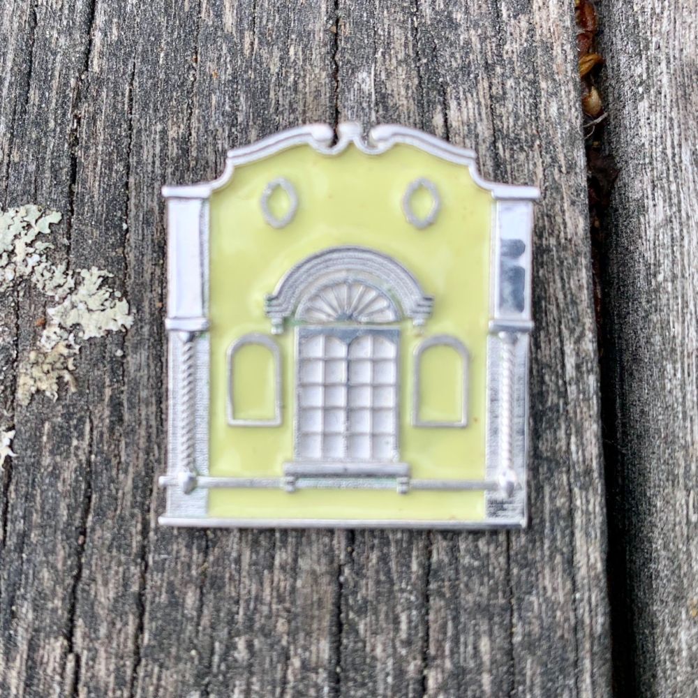 New Regent Street Brooch, Sterling Silver and Glass Enamel, Pastel Yellow