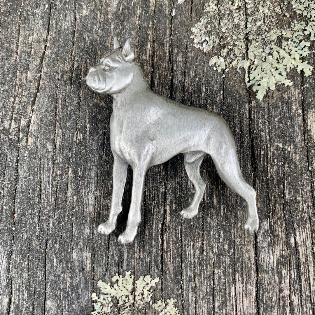 Vintage Pewter Boxer Brooch