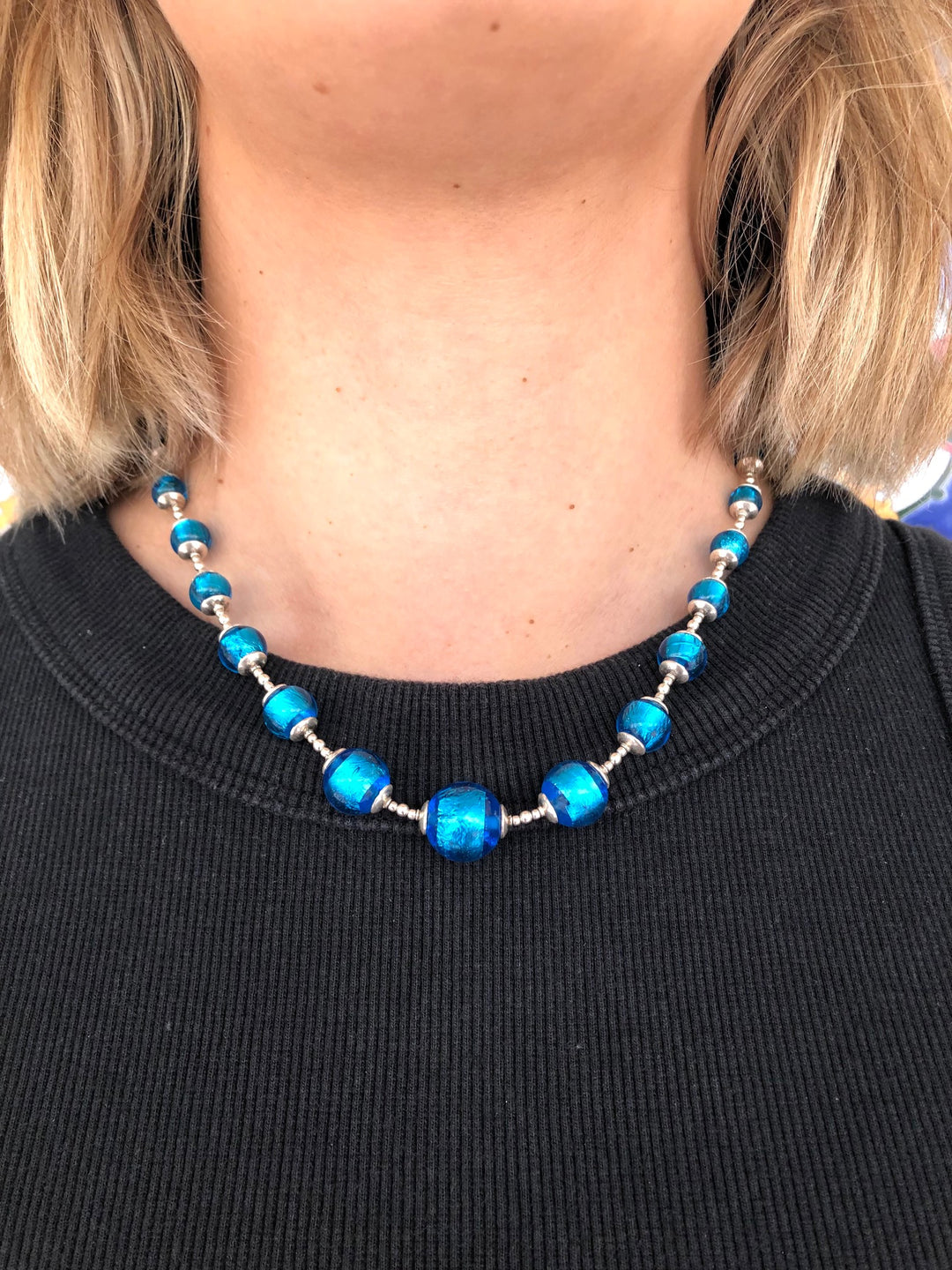Vintage art deco Bohemian foil necklace