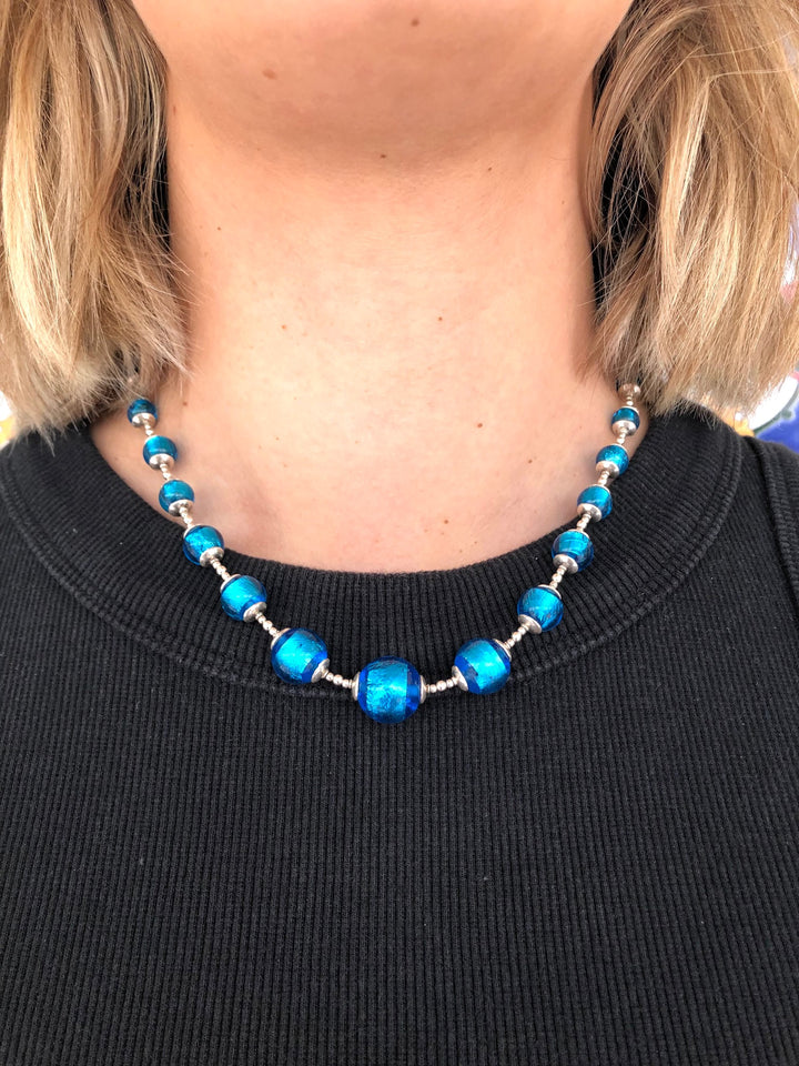 Vintage art deco Bohemian foil necklace
