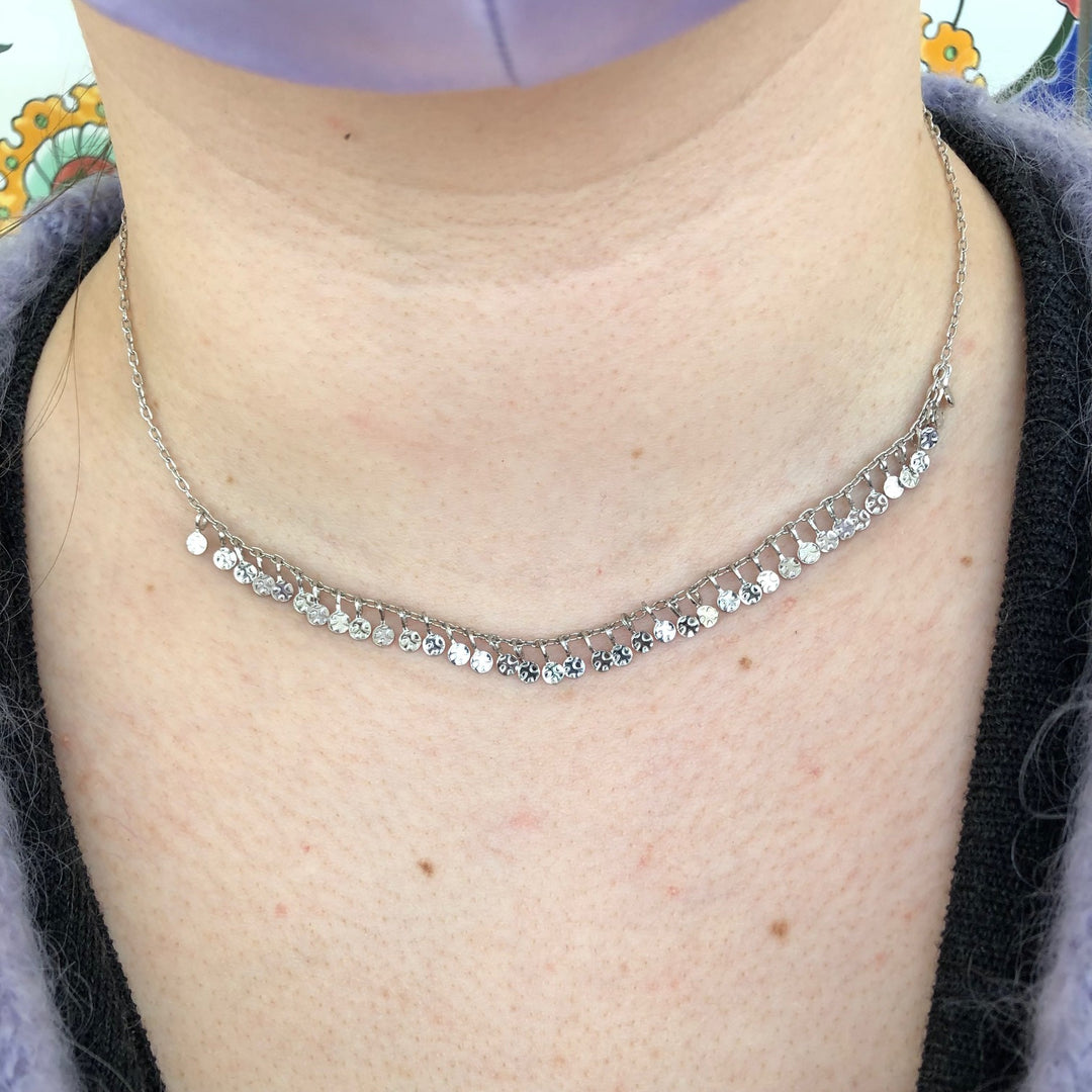 Sterling Silver Circle Drop Necklace