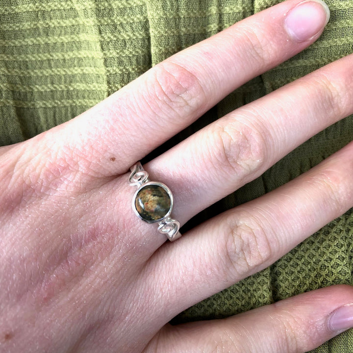 Marsden Flower Pounamu Ring, Large