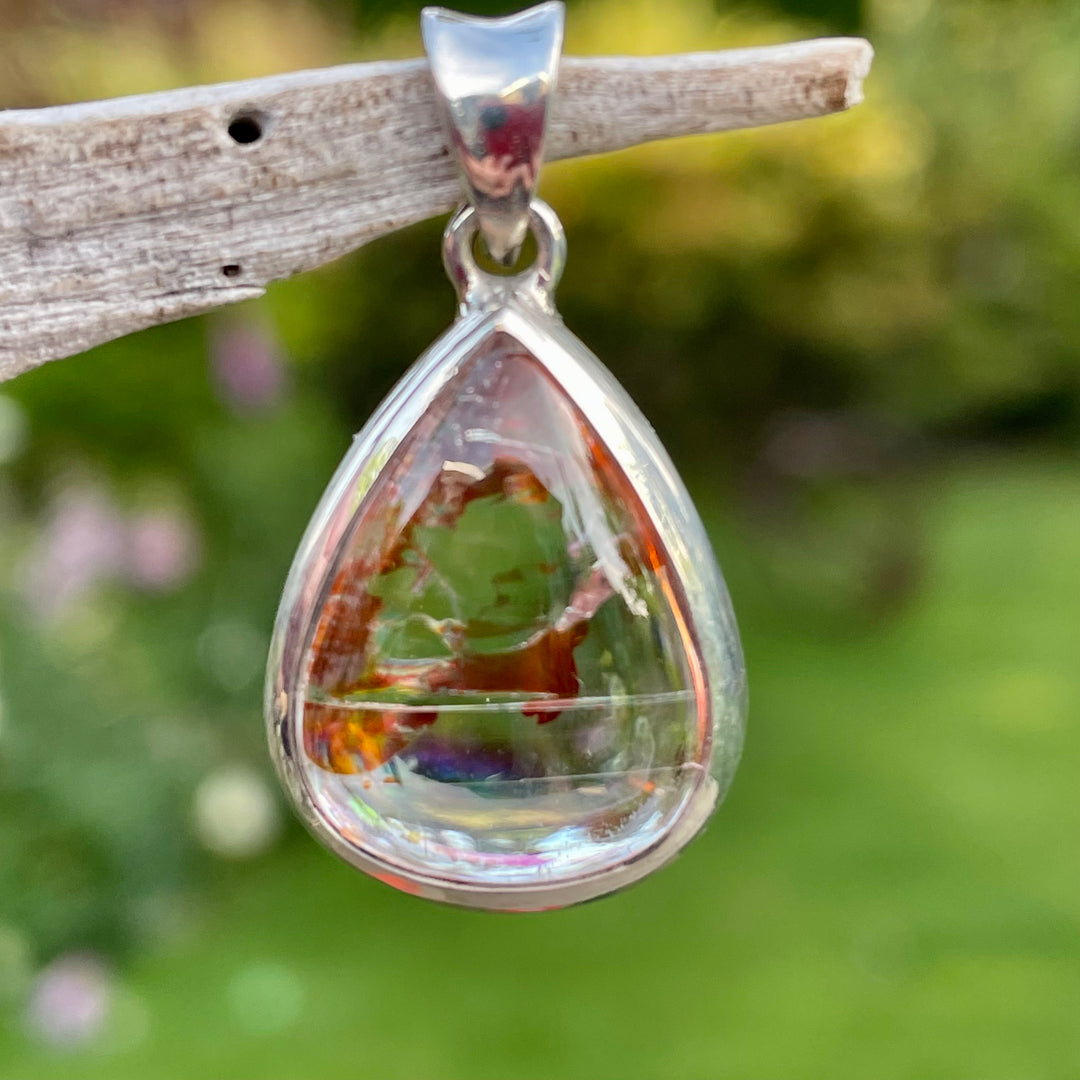 Brazilian Quartz Crystal Pendant with Limonite