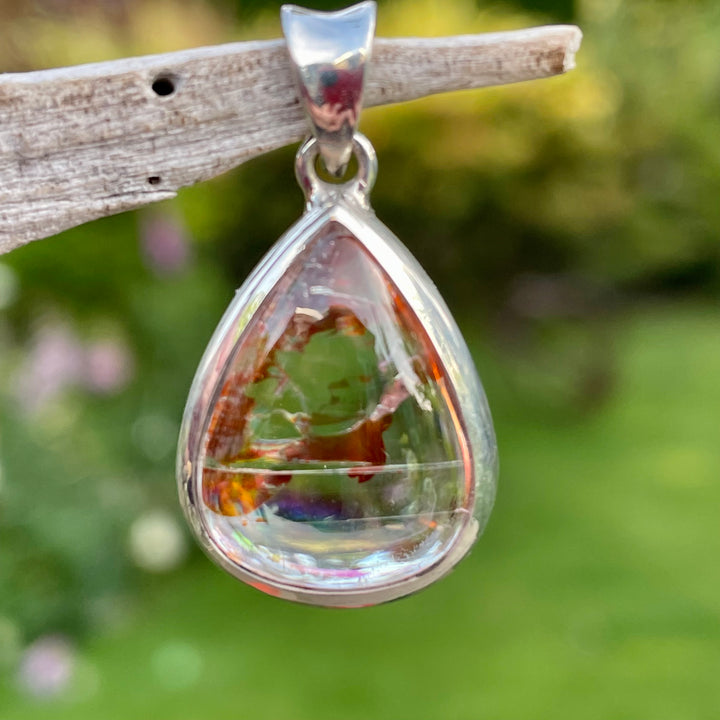 Brazilian Quartz Crystal Pendant with Limonite