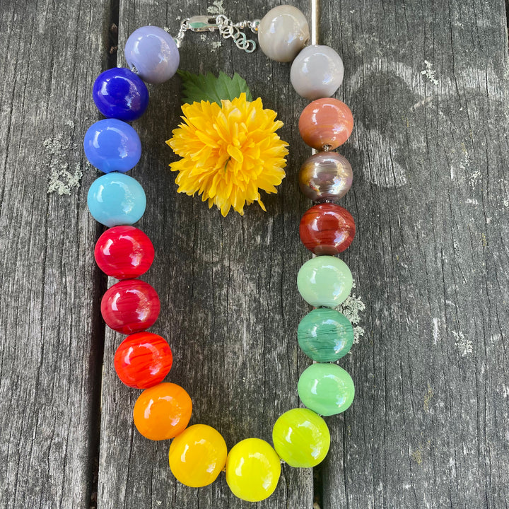 Blown glass rainbow necklace