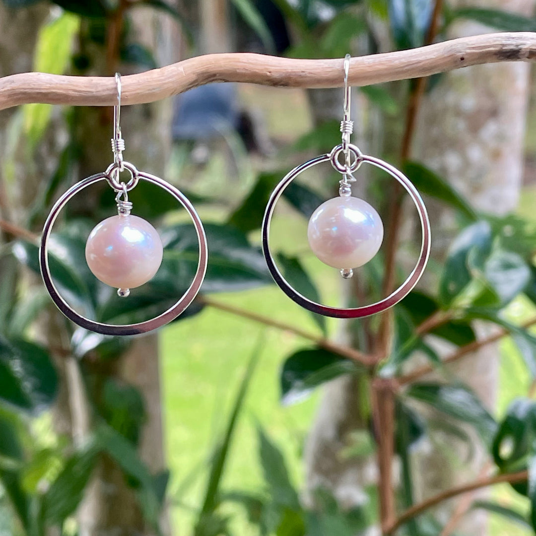 White freshwater pearl earrings