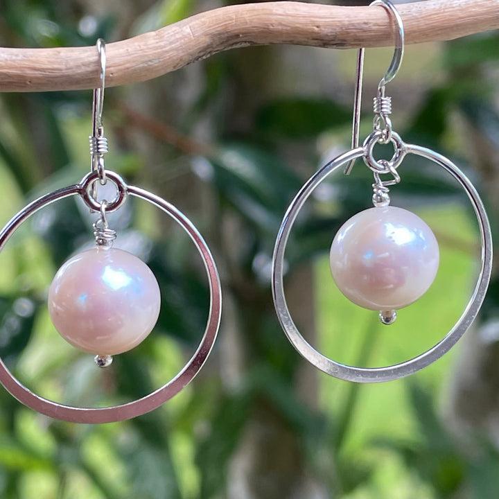 White freshwater pearl earrings