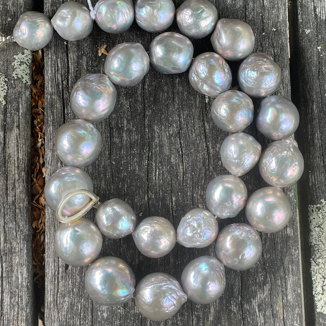 13-15mm gray round freshwater pearl baroque loose strand