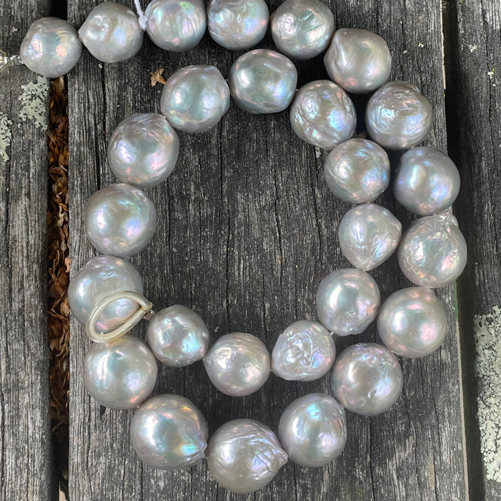 13-15mm gray round freshwater pearl baroque loose strand