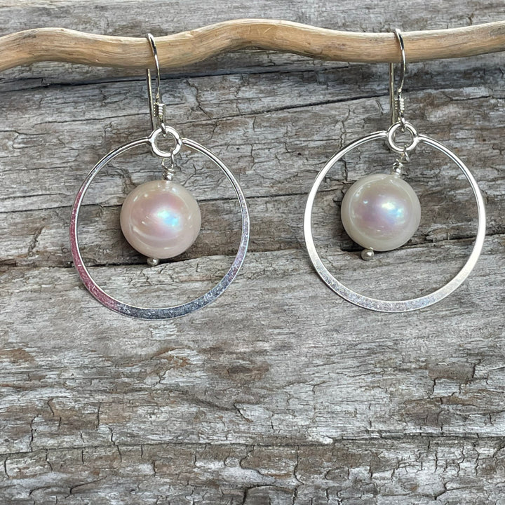 White freshwater pearl earrings