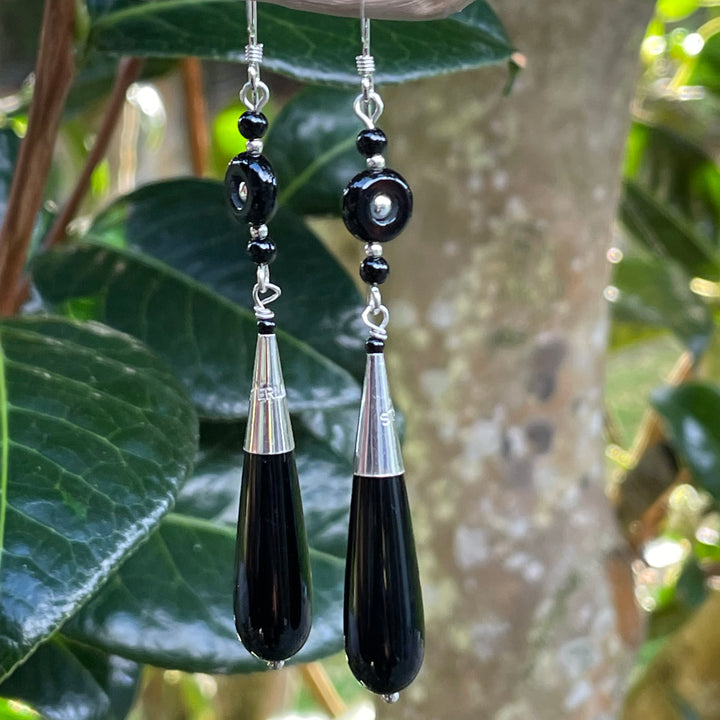 Black onyx drop earrings
